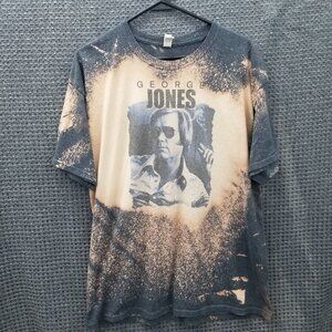George Jones T Shirt Bleached Tie Dye Men's XL